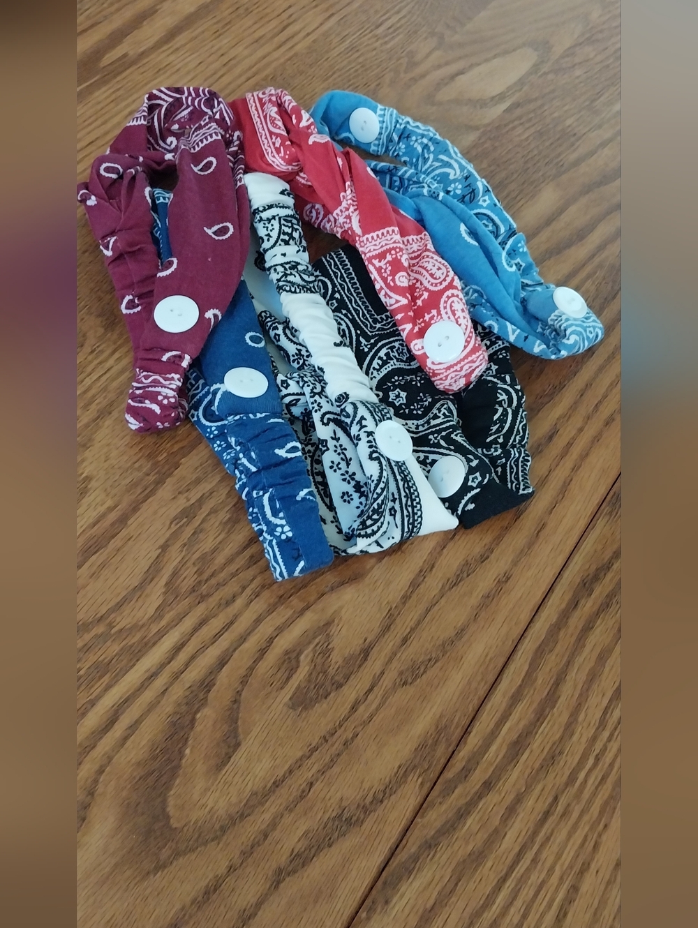 Pack of Multicolor Bandana-Print Button Headbands - Women